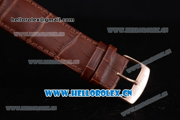 Audemars Piguet Jules Audemars Dual Time Asia ST25 Automatic Rose Gold Case Brown Dial Stick Markers and Brown Leather Strap - Click Image to Close